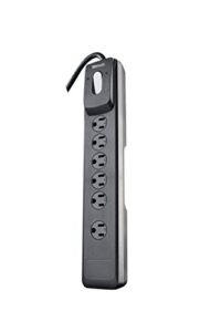 woods 41494 surge protector with safety overload feature 6 outlets and 4 ft cord for 1440j of protection, 4 foot, black