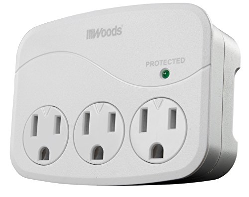 Woods 41034 Surge Protector with 3 Power, 3-Outlet 1000J of Protection