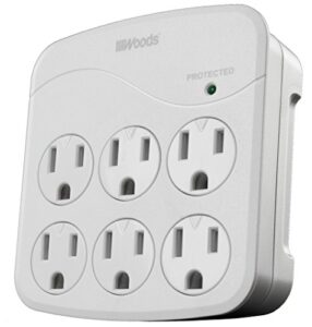 woods 41076 surge protector with 6 power, 6-outlet 1440j of protection