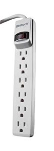 woods 41434 power strip with 6 outlets and overload safety feature, 6 foot cord, white