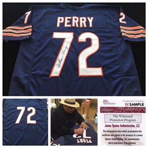 william perry signed autographed blue football jersey jsa coa - chicago great - size xl