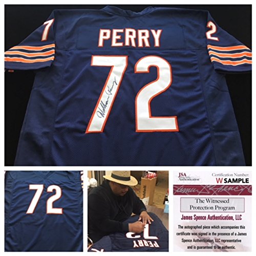 William Perry Signed Autographed Blue Football Jersey JSA COA - Chicago Great - Size XL