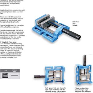 Groz 35121 4" Uni-Grip Drill Press Vise, Blue, Powder Coated