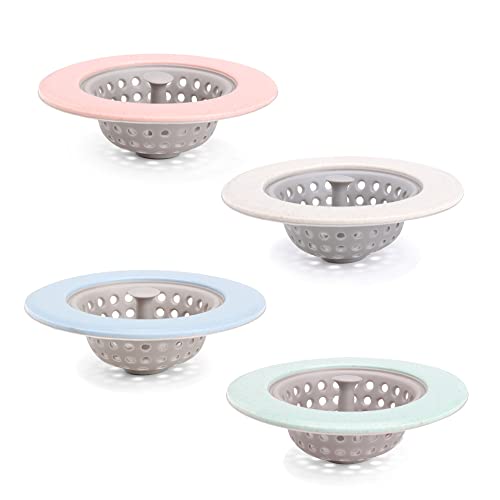 CORNERJOY 4 PCS Silicone Kitchen Sink Strainer,Large Wide Rim 4.5" Diameter