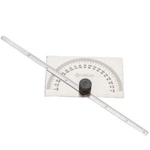 groz 01225 6" rectangular head depth gauge, with protractor