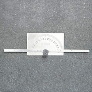 Groz 01225 6" Rectangular Head Depth Gauge, with Protractor