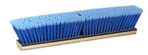 m2 professional 24 inch blue flagged tip heavy duty push broom head with hardwood block - fine sweep (case of 12)