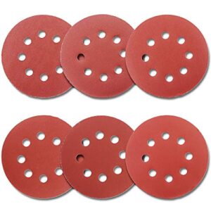 60pcs sanding discs 5 inch 8 holes, 1000/800/600/400/320/240 grit sandpaper for random orbital sander