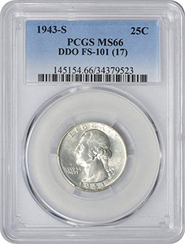 1943-S Washington Silver Quarter DDO FS-101 MS66 PCGS