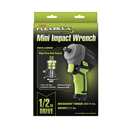 Flexzilla Pro Mini Impact Wrench, 1/2" Drive, with High Flow Ball Swivel Plug - AT1475FZ