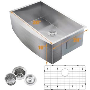 VCCUCINE Farmhouse Sink, 30 Inch Stainless Steel Farmhouse Kitchen Sink, Undermount Drop in Single Bowl Basin Apron Sink, Brushed Nickel Farm Sink With Dish And Drain Assembly