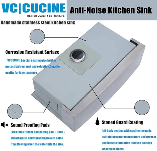 VCCUCINE Farmhouse Sink, 30 Inch Stainless Steel Farmhouse Kitchen Sink, Undermount Drop in Single Bowl Basin Apron Sink, Brushed Nickel Farm Sink With Dish And Drain Assembly