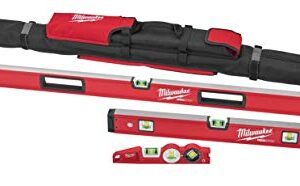 Milwaukee MLBXC48 10 Inch/24 Inch/48 Inch REDSTICK Box and Torpedo Level Set