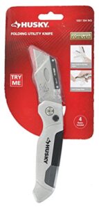 husky 1001594945 metal 3-position flip folding utility knife with 4 included blades