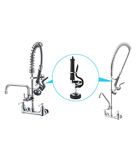 MSTJRY Pre-Rinse Spray Valve with Handle Grip Assembly for Commercial Kitchen Faucet Polished Chrome High Pressured Sink Faucet Sprayer Head for Replacement Kit of Commercial Faucet