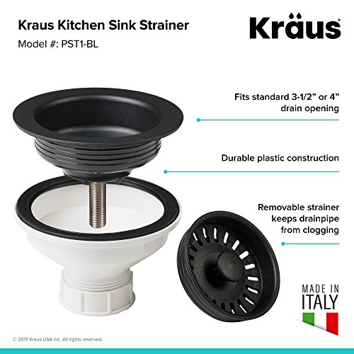 Kraus PST1-BL Kitchen Sink Strainer Drain, Black
