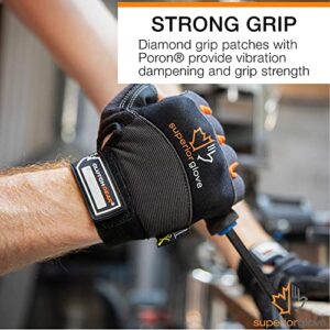 Superior Glove Leather Half Finger Framers Gloves - 1 Pair of Large Black and Orange Work Gloves – MXFE