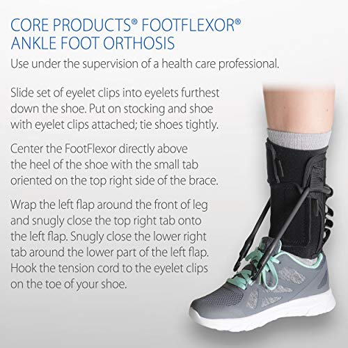 Core Products FootFlexor Foot Drop Brace for Walking, Soft Ankle Foot Orthosis for Men and Women - Medium/Large