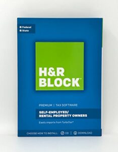 h&r block premium 2017 federal + state tax software for self-employed/rental property owners