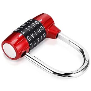 Gym Locker Lock,5 Letter Heavy Duty Alloy Padlock Password Sturdy Security Padlock-Easy to Set Your Own Keyless Resettable Combo-Red