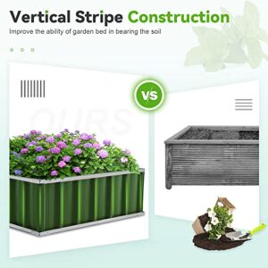 KING BIRD Raised Garden Bed 68"x 36"x 12" Galvanized Steel Metal Outdoor Garden Planter Box Kit with 8pcs T-Type Tags & 2 Pairs of Gloves (Green)