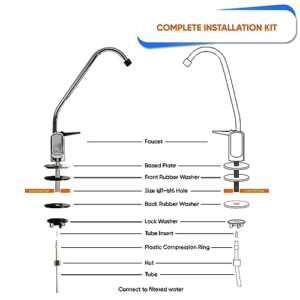 Aquaboon Non-Air Gap RO Faucet - Reverse Osmosis Faucet Chrome Finish - Drinking Water Faucet for Kitchen Sink fits Water Filtration System - Filtered Water Faucet Stainless Steel - Beverage Faucet