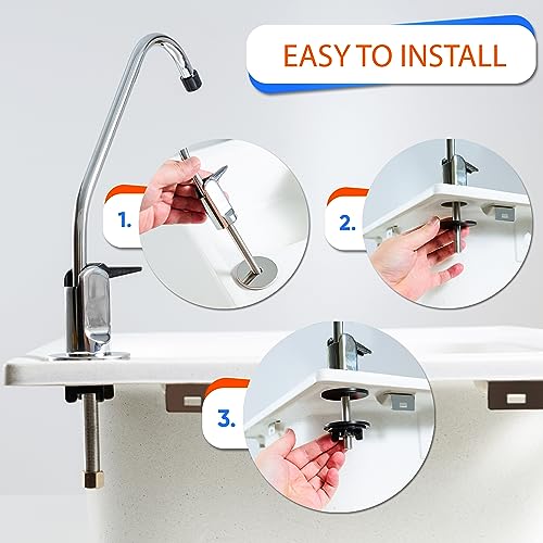 Aquaboon Non-Air Gap RO Faucet - Reverse Osmosis Faucet Chrome Finish - Drinking Water Faucet for Kitchen Sink fits Water Filtration System - Filtered Water Faucet Stainless Steel - Beverage Faucet