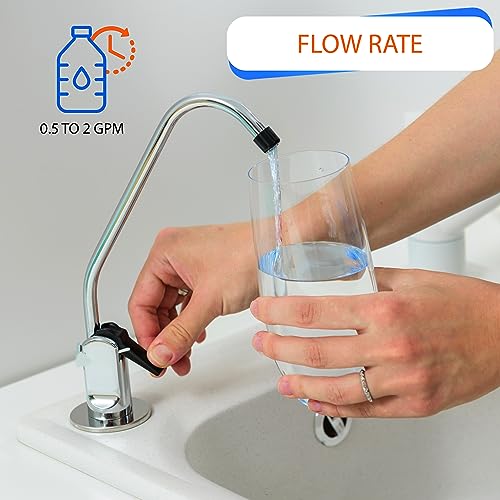 Aquaboon Non-Air Gap RO Faucet - Reverse Osmosis Faucet Chrome Finish - Drinking Water Faucet for Kitchen Sink fits Water Filtration System - Filtered Water Faucet Stainless Steel - Beverage Faucet