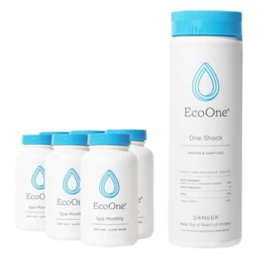 ecoone | hot tub chemical maintenance & supply kit | spa shock & conditioner kit | contains oneshock chlorine tablets & spa monthly conditioner | 6 month supply