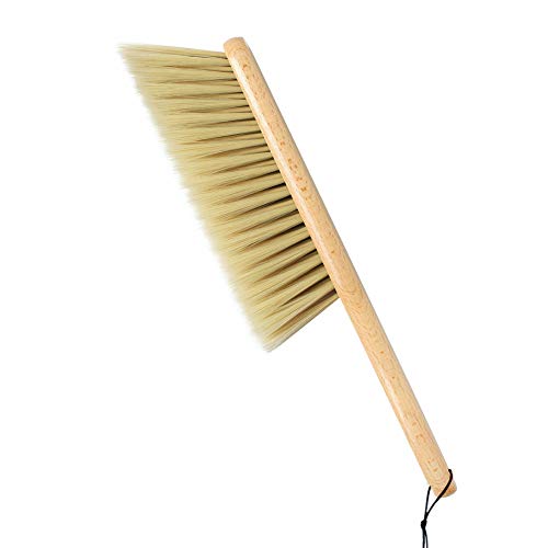 Huibot Hand Broom Soft Bristles Natural Small Dusting Brush Wooden Handle