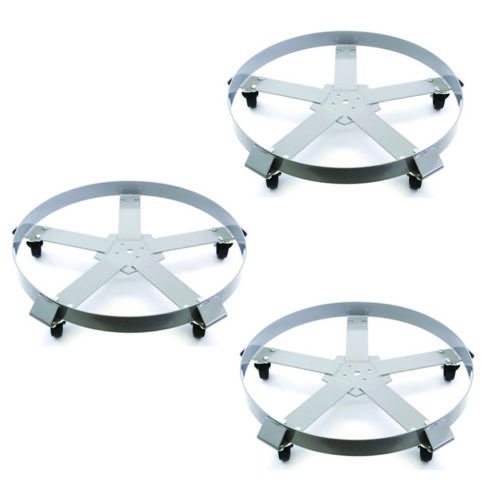 3 Drum Dolly 55 Gal 5 Wheel Swivel Casters Heavy Steel Frame Easy Roll 1250 lbs