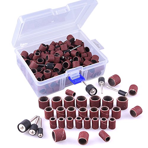 AUSTOR 252 Pieces Sanding Drum Kit with Free Box Including 240 Pieces Drum Sander Sanding Sleeves and 12 Pieces Drum Mandrels for Dremel Rotary Tool