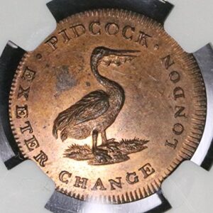 1801 UK Great Britain Conder Token WANDEROW Pidcock's Middlesex D&H 1073 (16091101C) Farthing Mint State NGC MS 64 RB