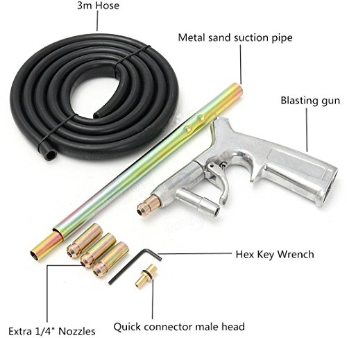 Jewboer Sand Blaster Gun Kit,Sandblaster Gun for Sandblasting Cabinet Machine Abrasive Blaster with Ceramic Nozzle,Siphon Feed