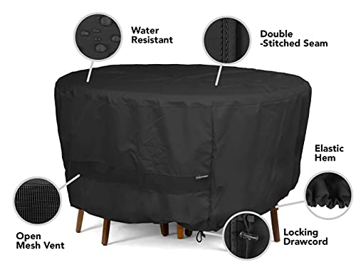 Covermates Round Firepit Cover – Water-Resistant Polyester, Mesh Ventilation, Fire Pit Covers-Black