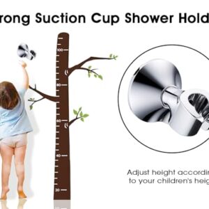 BRIGHT SHOWERS Handheld Shower Head Holder with Dual Angle Positions, Wall Suction Bracket Includes Adhesive 3M Disc, No Tools Required and Easy Installation, Chrome Finish