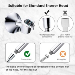 BRIGHT SHOWERS Handheld Shower Head Holder with Dual Angle Positions, Wall Suction Bracket Includes Adhesive 3M Disc, No Tools Required and Easy Installation, Chrome Finish