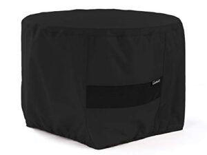covermates round firepit cover – water-resistant polyester, mesh ventilation, fire pit covers-black