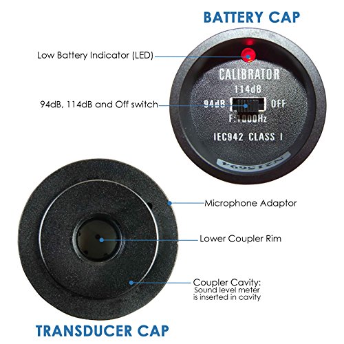 Sound Level Calibrator,Decibel Meter Calibration with Noise Measurement Reader,Output Sound Level 94dB & 114dB output levels for 1 inch and 1/2 inch Microphones