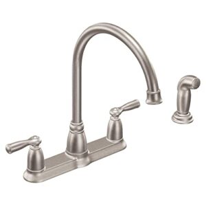 banbury hi-arc kitchen faucet, with spray, 2-handle, stainless steel