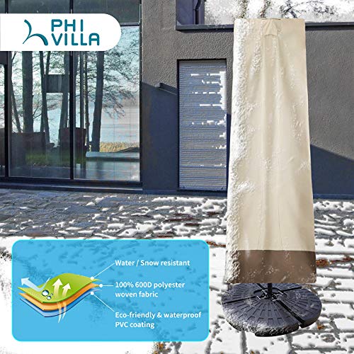 PHI VILLA Patio Umbrella Covers for Outdoor, Large Waterproof 600D Oxford Heavy Duty Fabric Umbrella Canopy Covers for 9-13 Feet Outdoor Offset Umbrellas, (Frame Covers)