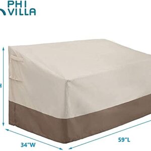 PHI VILLA 59" W x 34" D x31 H Outdoor Loveseat Cover, Heavy Duty Patio Bench Cover Waterproof for Loveseat, Bench, Small