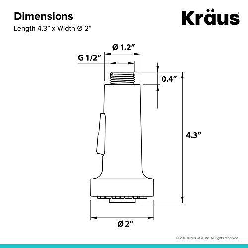 Kraus KFS-1SS Dual Function Kitchen Faucet Sprayer, Stainless Steel 4.4" x 2"