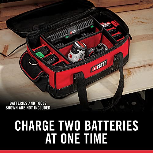 PORTER-CABLE 20V MAX* Lithium Battery Charger, Dual Port with 2 Batteries (PCCB122C2) , grey