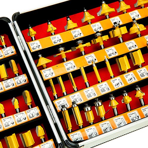 8milelake 100 pcs 1/4inches Shank Router Bit Set Tungsten Carbide Tips Woodworking Kit, Dovetails, Slot Cutters & Straight Router