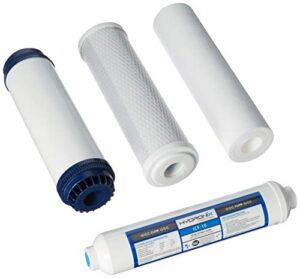 5 stage 4pc reverse osmosis ro water filter cartridges, pre & post replacement set sed udf cto gac - 2.5" x 10"