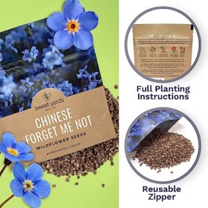 Chinese Forget Me Not Wildflower Seeds - Bulk 1 Ounce Packet - Over 5,500 Open Pollinated Seeds - Blue Cynoglossum amabile