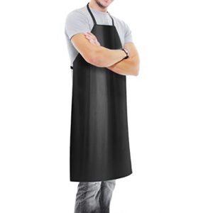houseables heavy duty apron, waterproof rubber aprons, 39x26, vinyl, plastic, black, long, water proof & resistant, thick butcher industrial bib, for dishwashing, dishwasher, kitchen, dog grooming