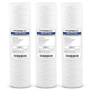 hydronix hx-swc-25-1020/3 universal whole house string wound sediment water filter cartridge 2.5" x 10"-20 micron-3 pack, white