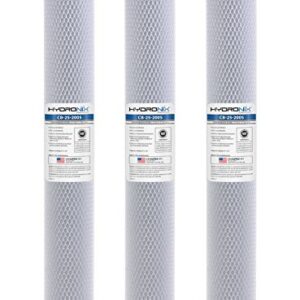 Hydronix HX-CB-25-2005/3 Universal NSF Coconut Activated Carbon Block Water Filter, 2.5" x 20"-5 Micron, 1 Count (Pack of 3), White